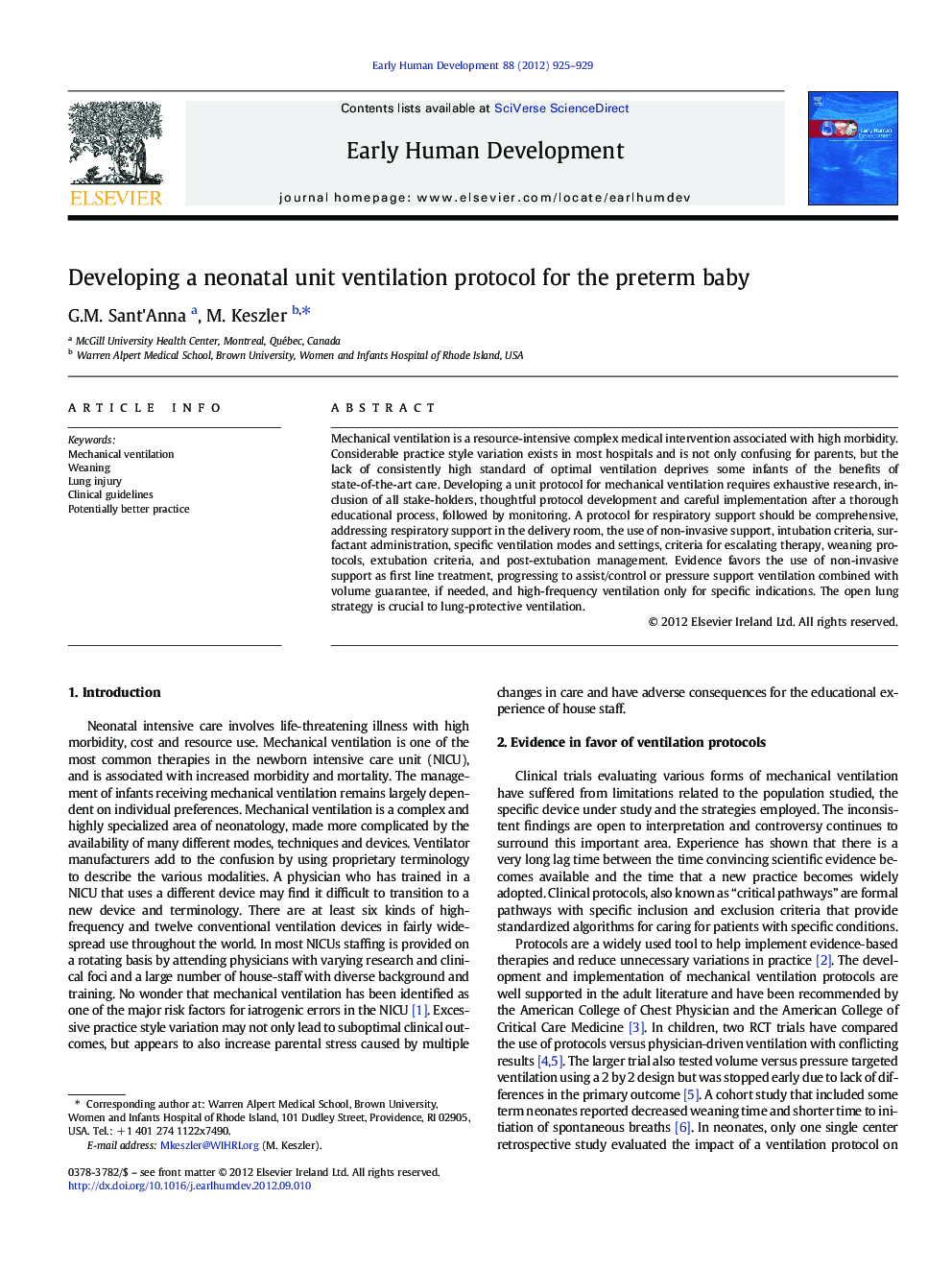 Developing a neonatal unit ventilation protocol for the preterm baby