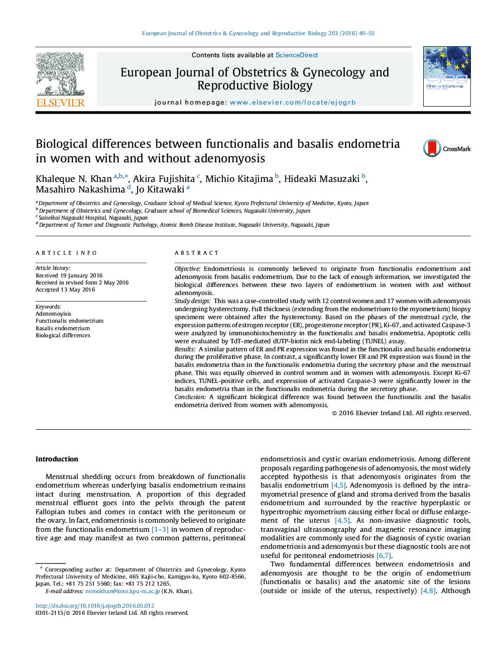 Biological differences between functionalis and basalis endometria in women with and without adenomyosis