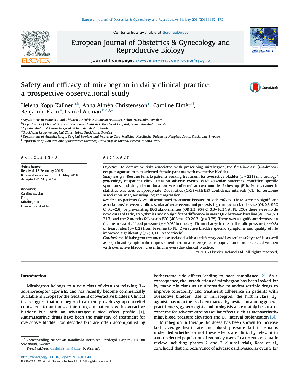 Safety and efficacy of mirabegron in daily clinical practice: a prospective observational study