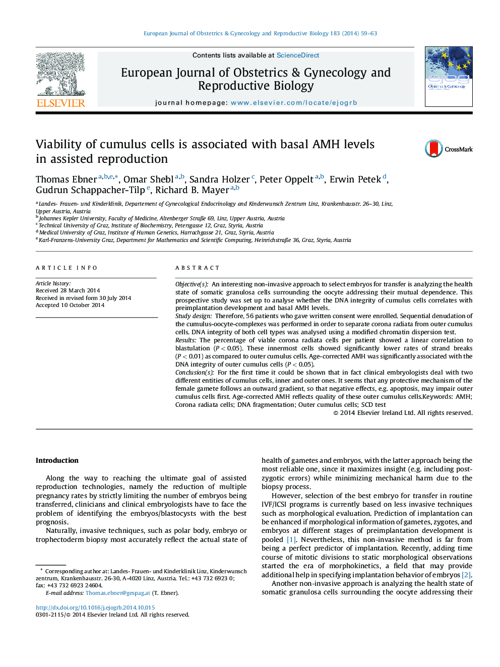 Viability of cumulus cells is associated with basal AMH levels in assisted reproduction