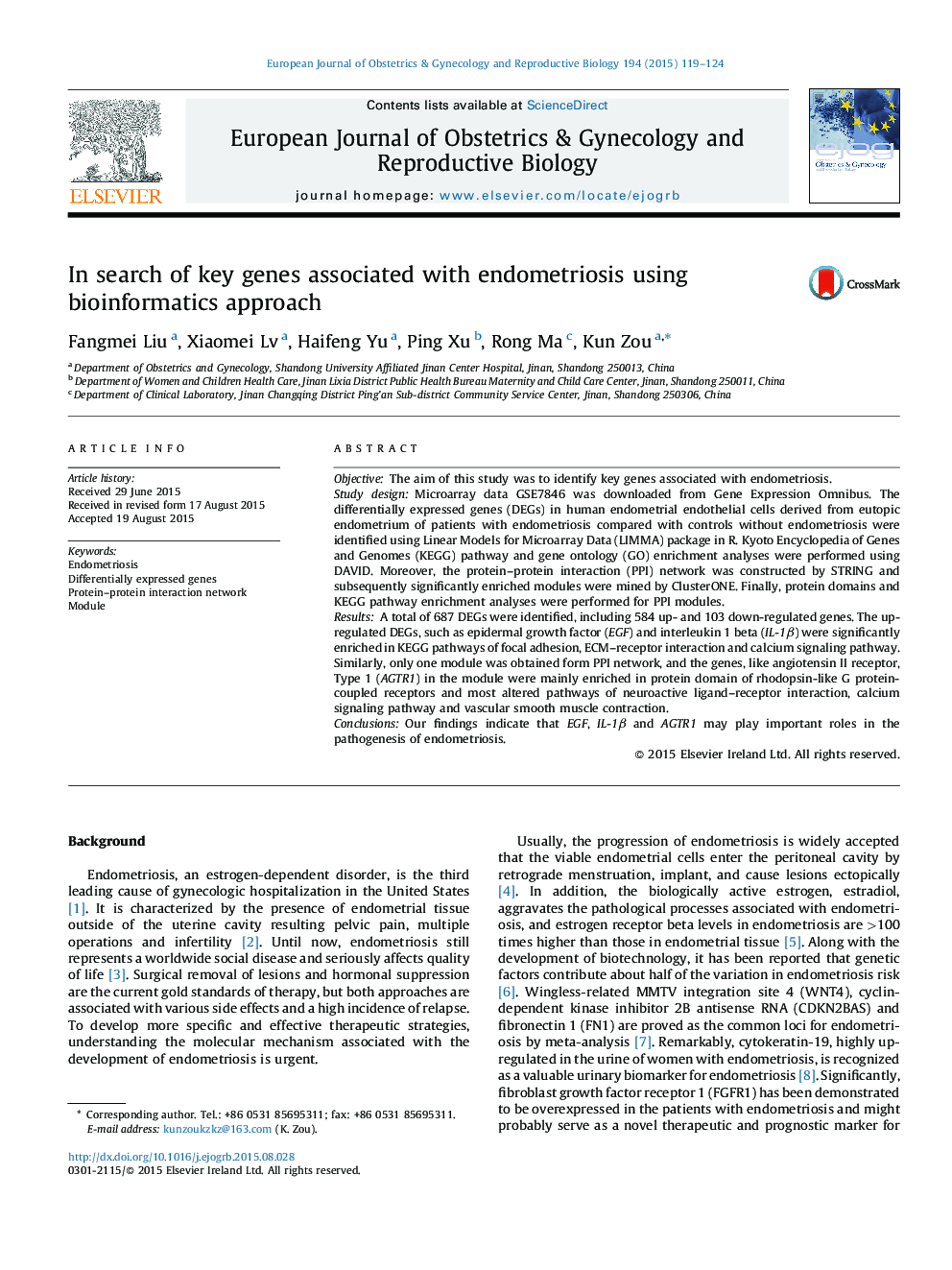 In search of key genes associated with endometriosis using bioinformatics approach