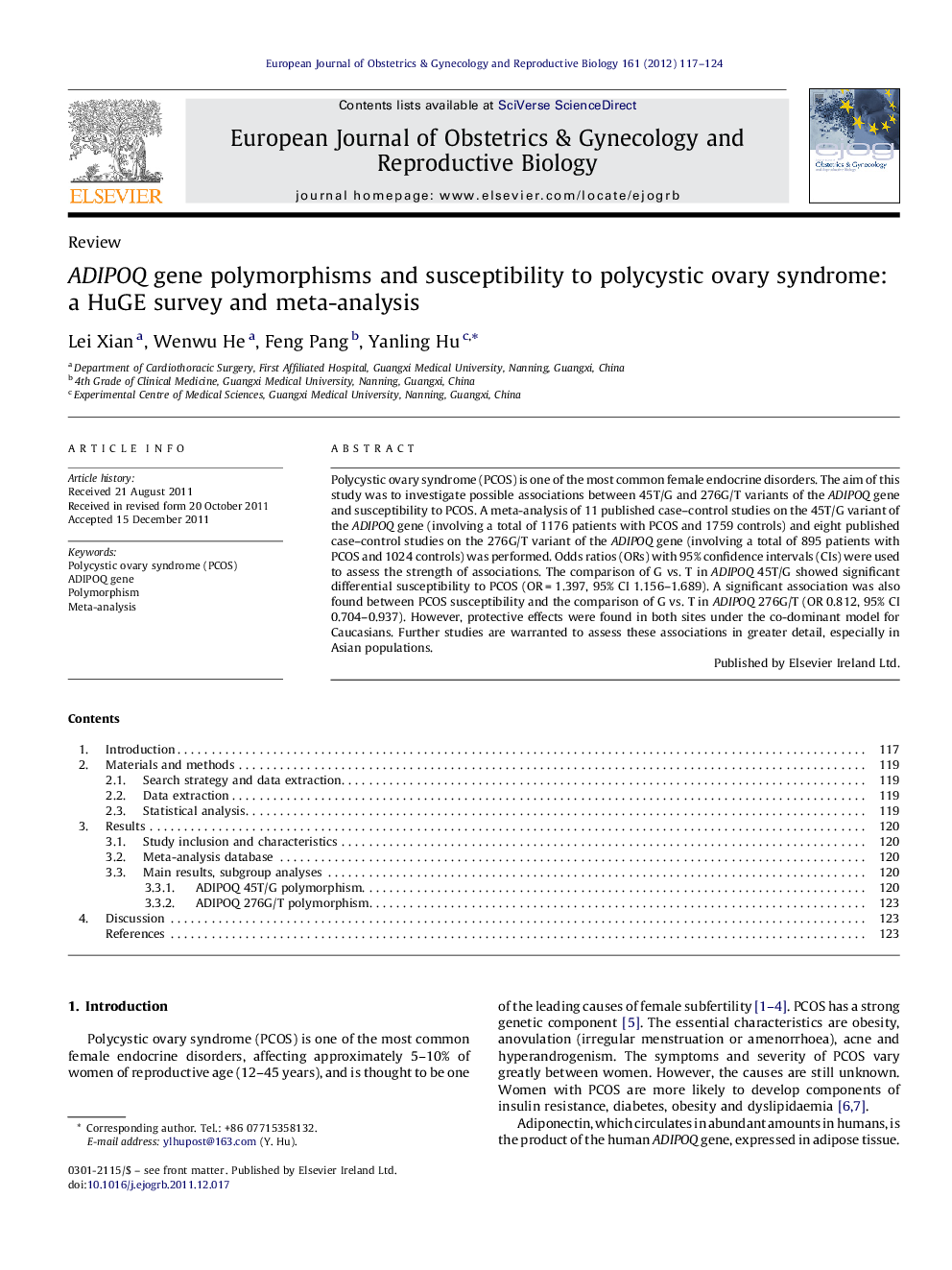 ADIPOQ gene polymorphisms and susceptibility to polycystic ovary syndrome: a HuGE survey and meta-analysis