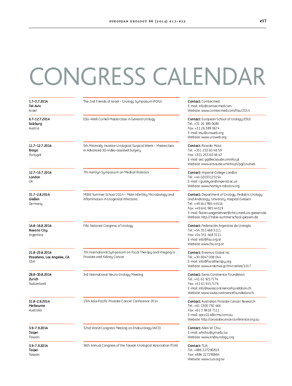 Congress Calendar