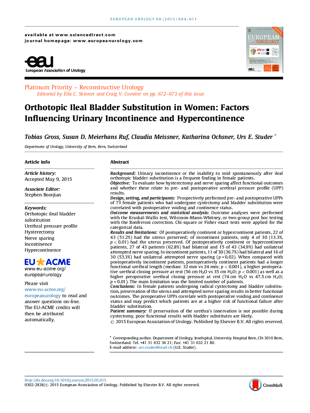 Orthotopic Ileal Bladder Substitution in Women: Factors Influencing Urinary Incontinence and Hypercontinence