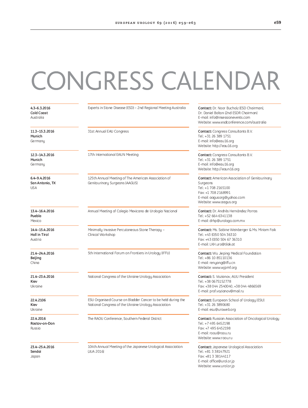 Congress Calendar