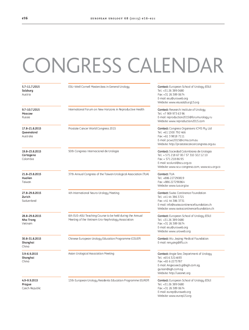 Congress Calendar