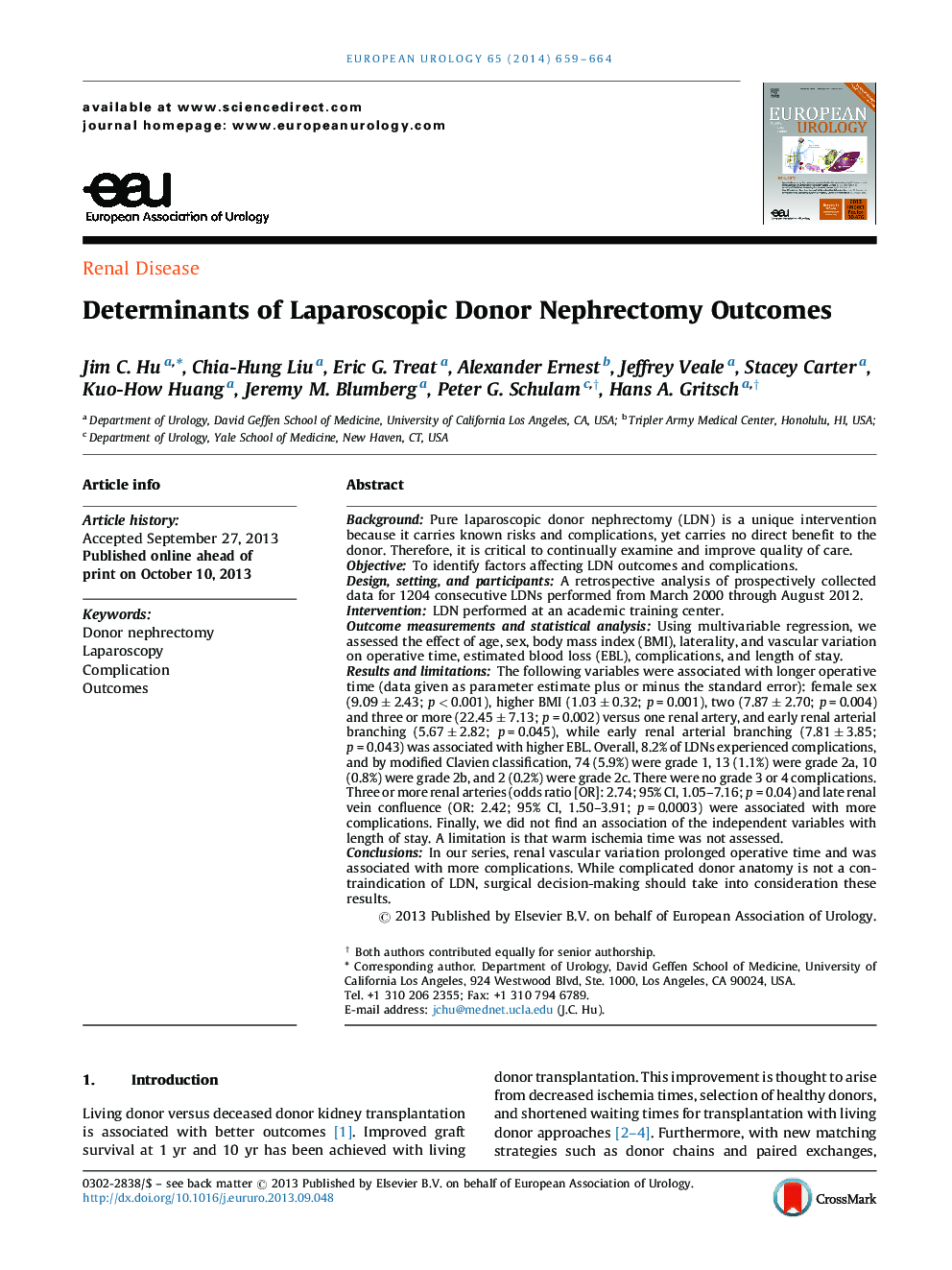 Determinants of Laparoscopic Donor Nephrectomy Outcomes