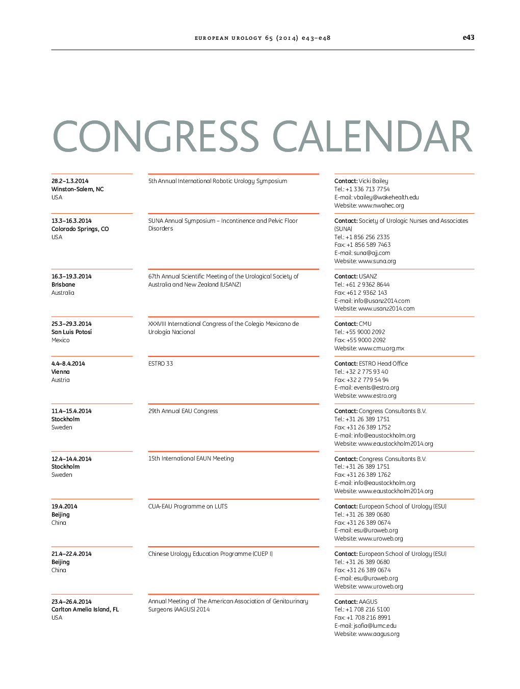 Congress Calendar