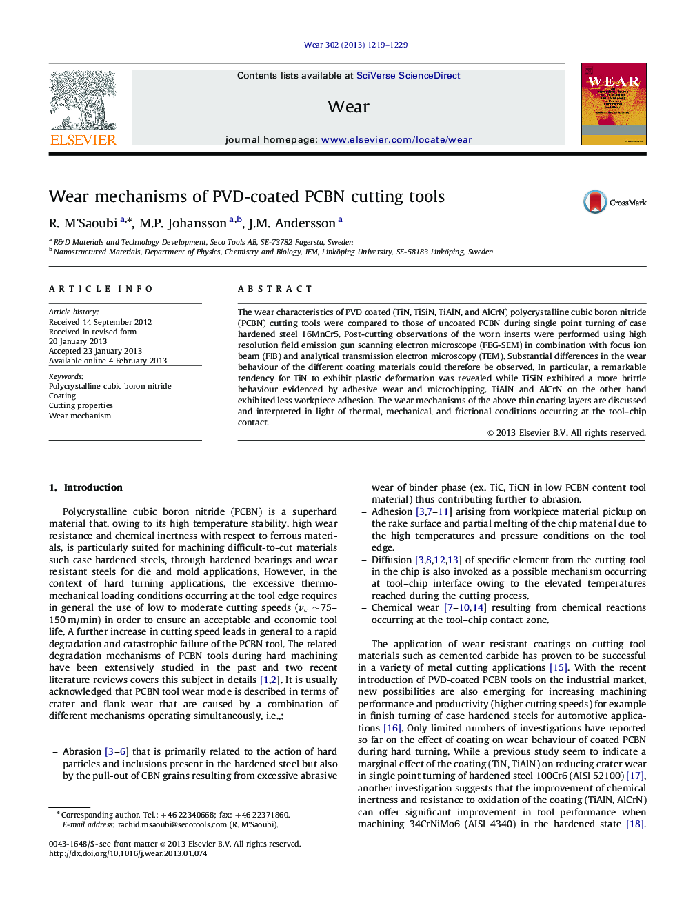 Wear mechanisms of PVD-coated PCBN cutting tools