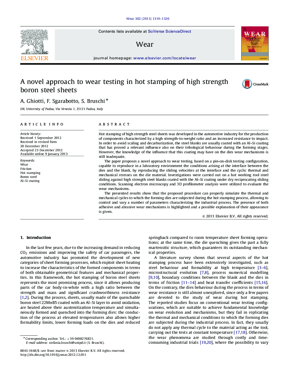 A novel approach to wear testing in hot stamping of high strength boron steel sheets