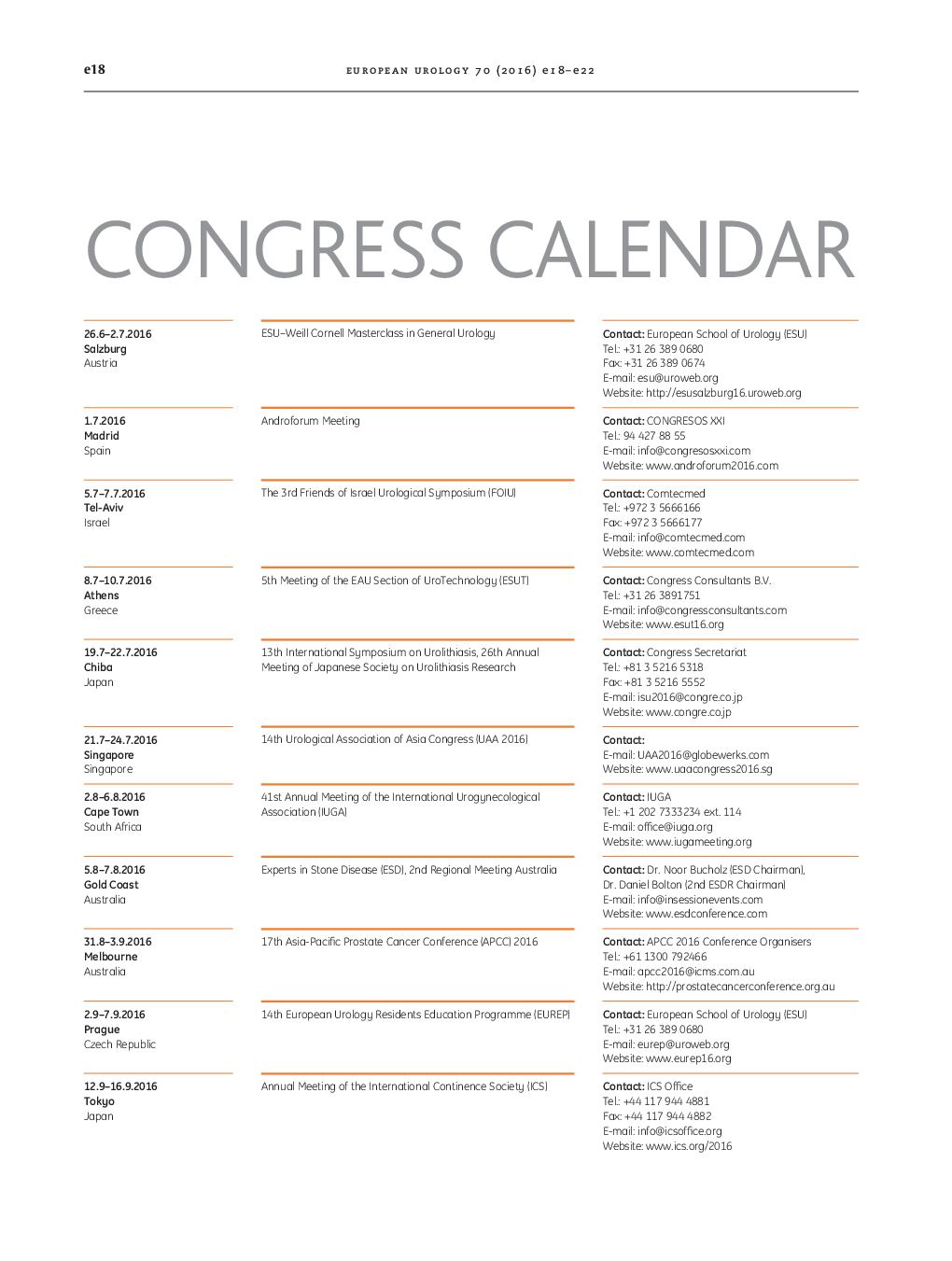 Congress Calendar