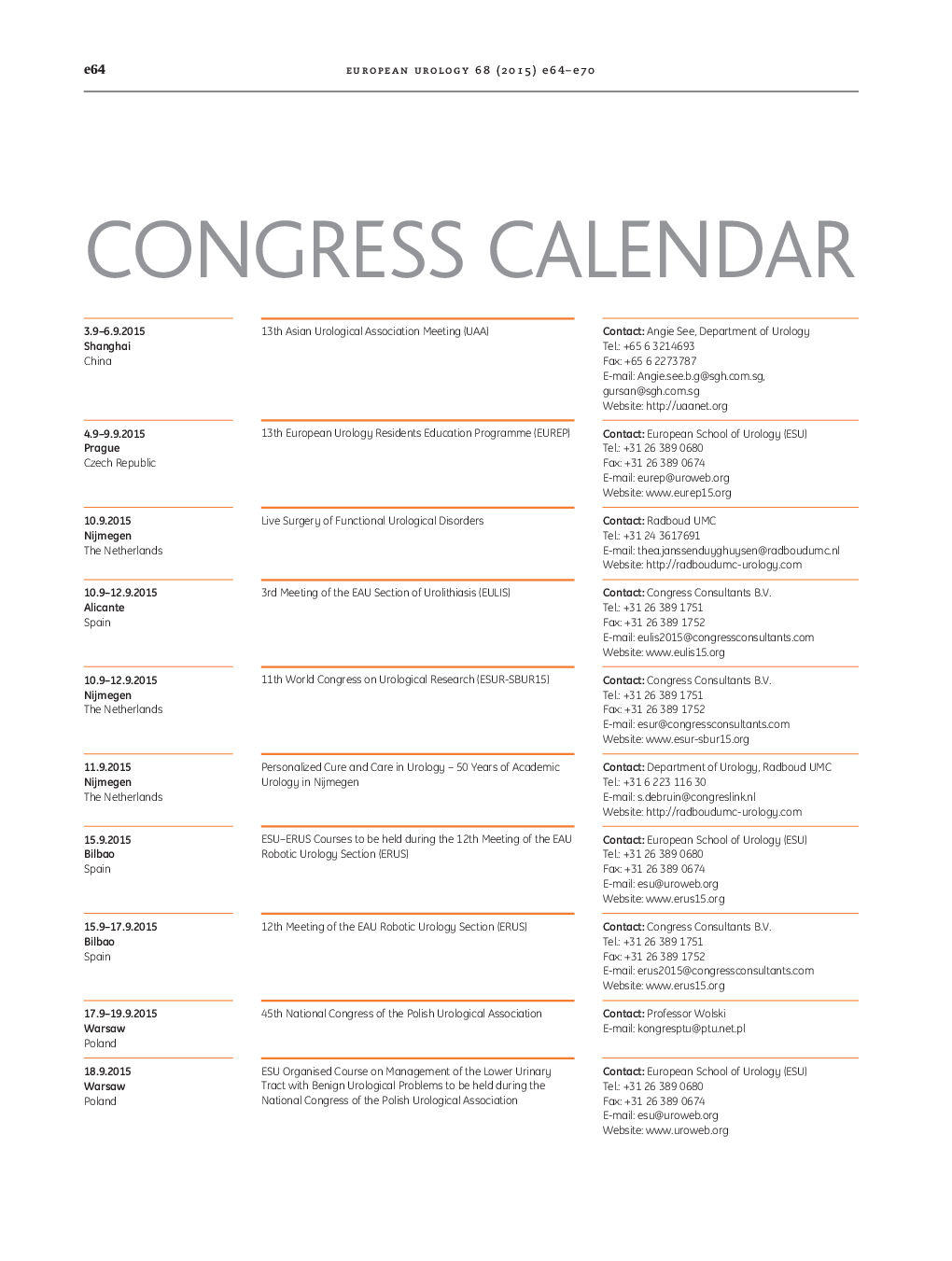 Congress Calendar