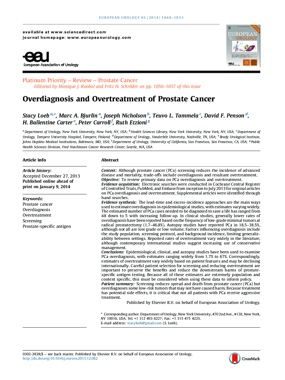 Overdiagnosis and Overtreatment of Prostate Cancer