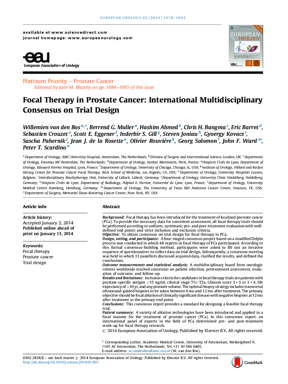 Focal Therapy in Prostate Cancer: International Multidisciplinary Consensus on Trial Design