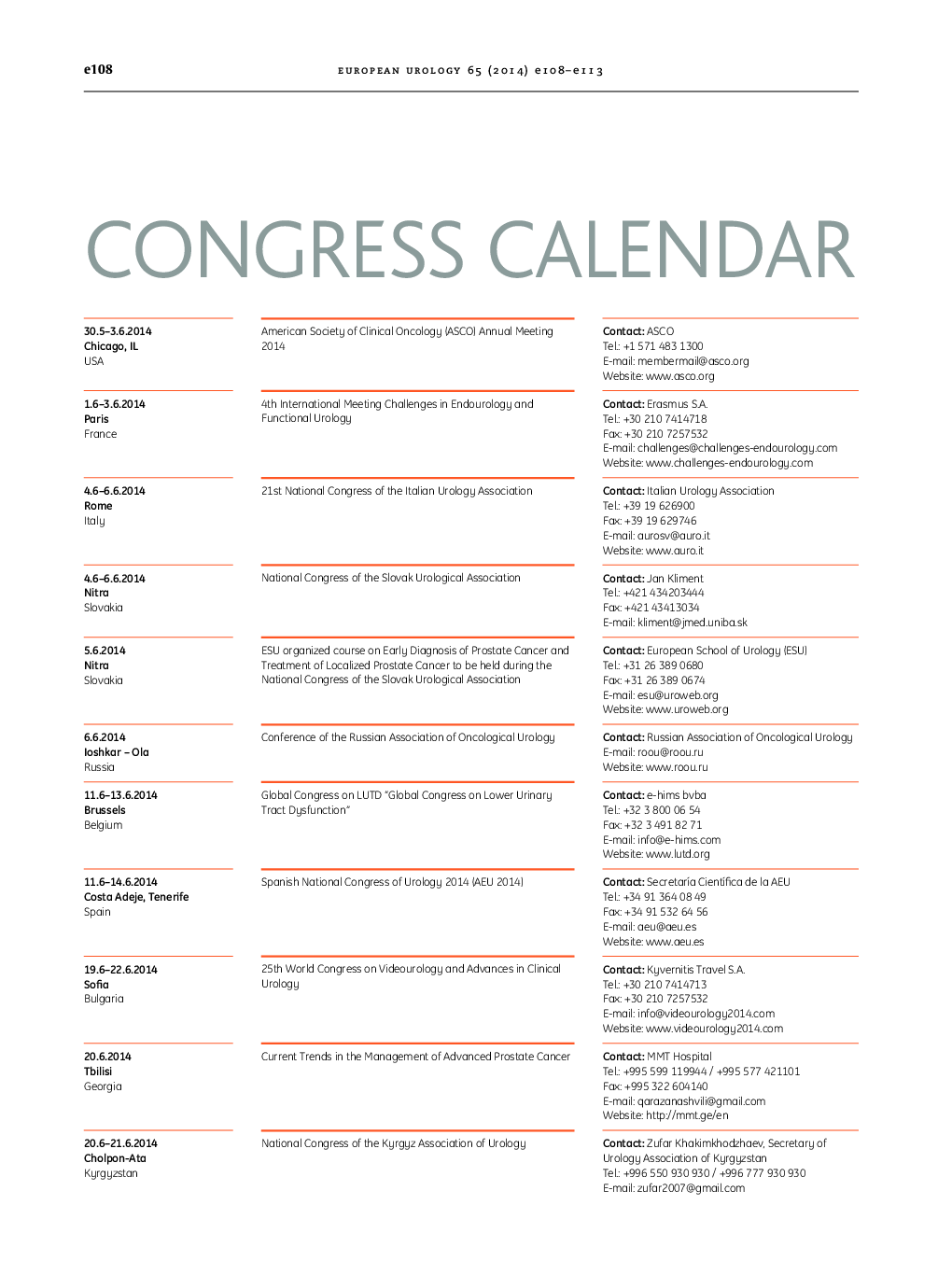 Congress Calendar