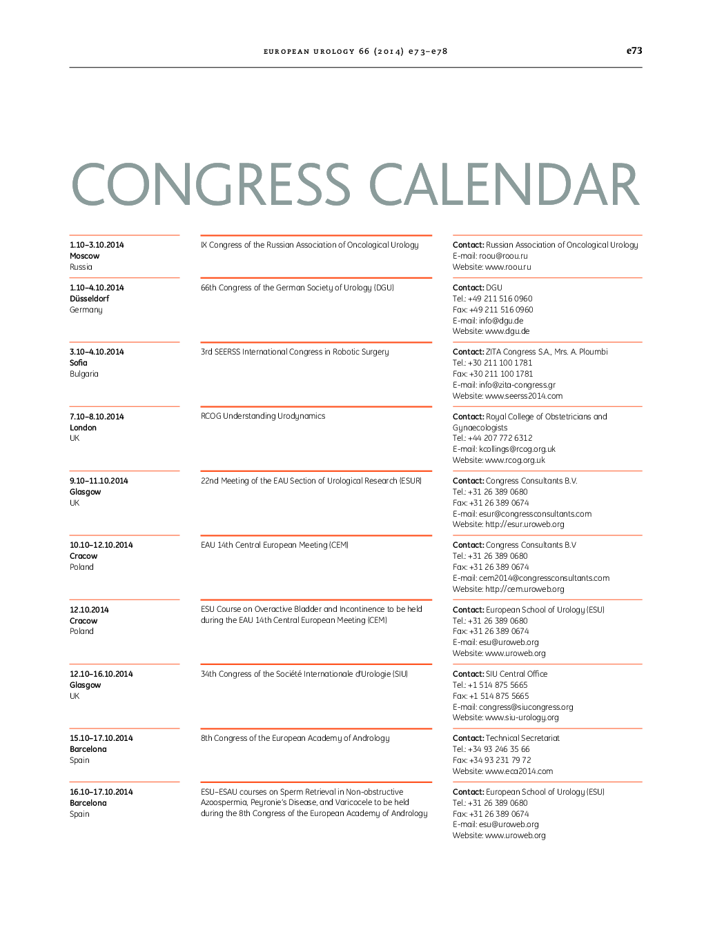 Congress Calendar