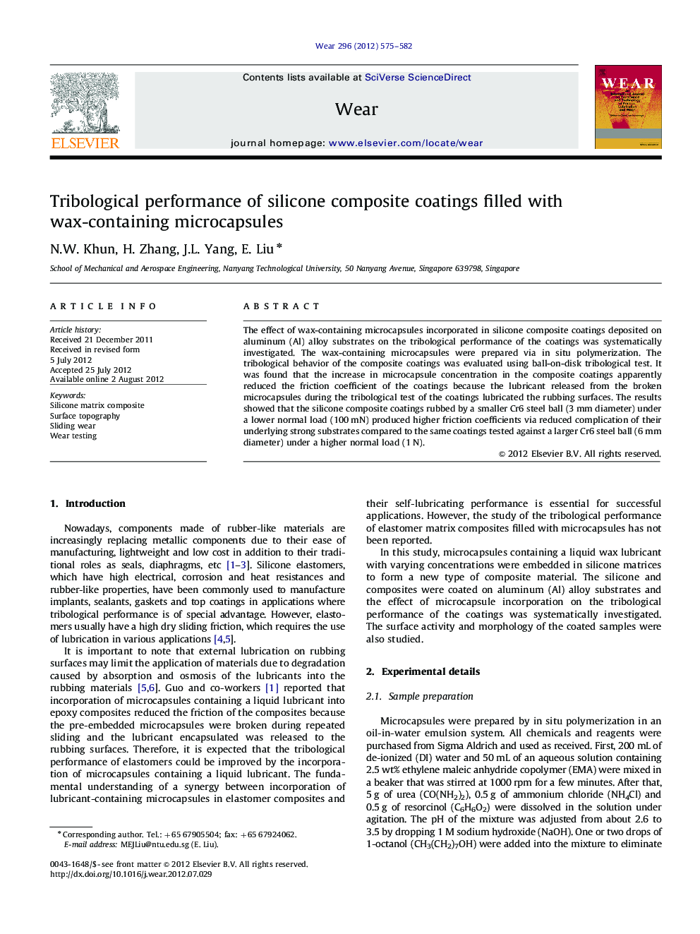 Tribological performance of silicone composite coatings filled with wax-containing microcapsules