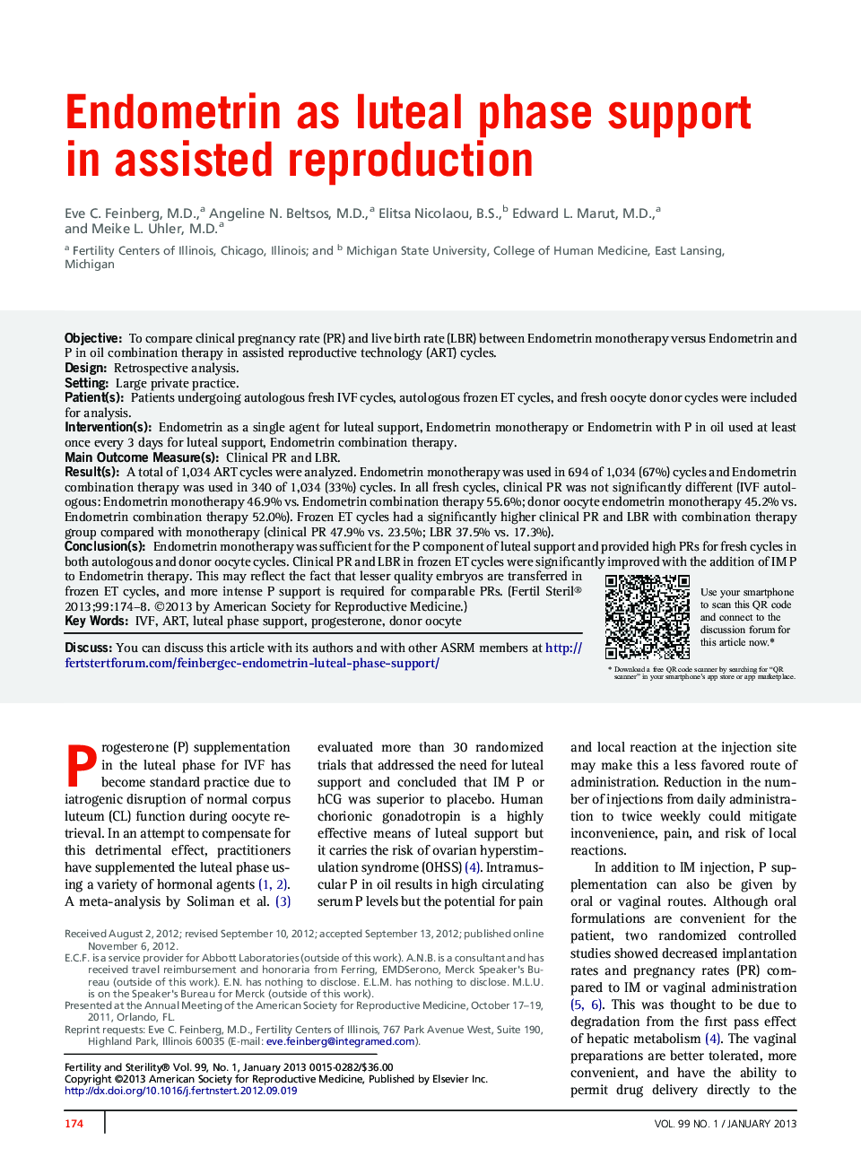 Endometrin as luteal phase support inÂ assisted reproduction