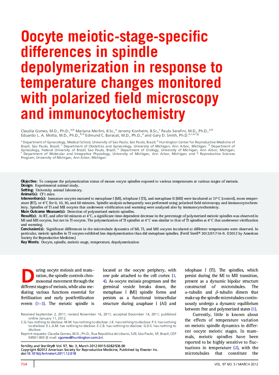 Oocyte meiotic-stage-specific differences in spindle depolymerization in response to temperature changes monitored with polarized field microscopy and immunocytochemistry