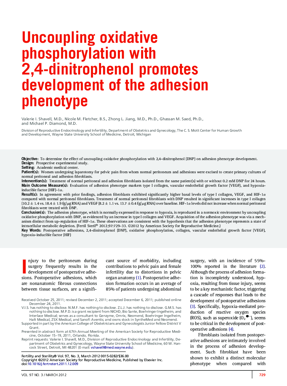 Uncoupling oxidative phosphorylation with 2,4-dinitrophenol promotes development of the adhesion phenotype