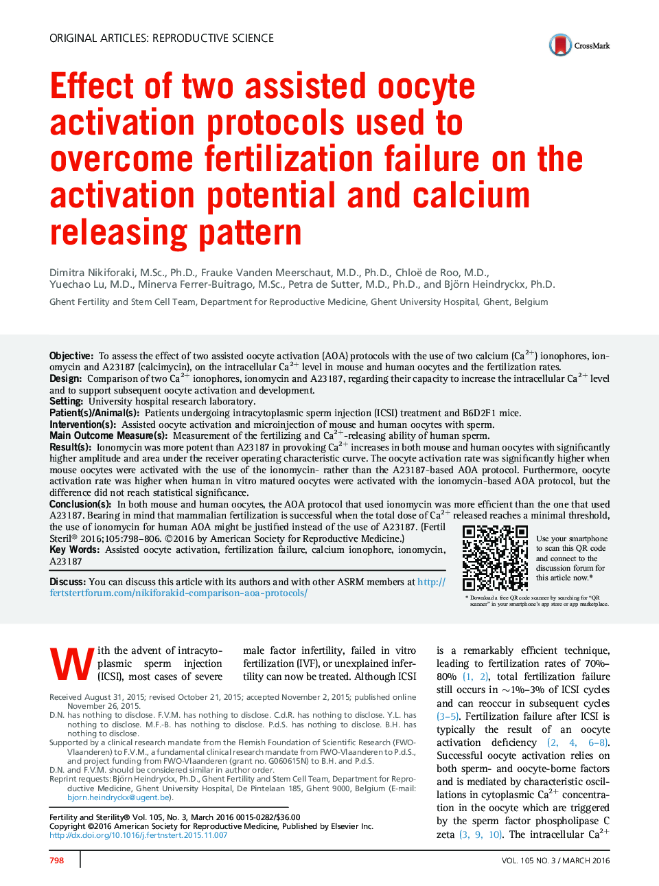 Effect of two assisted oocyte activation protocols used to overcome fertilization failure on the activation potential and calcium releasing pattern