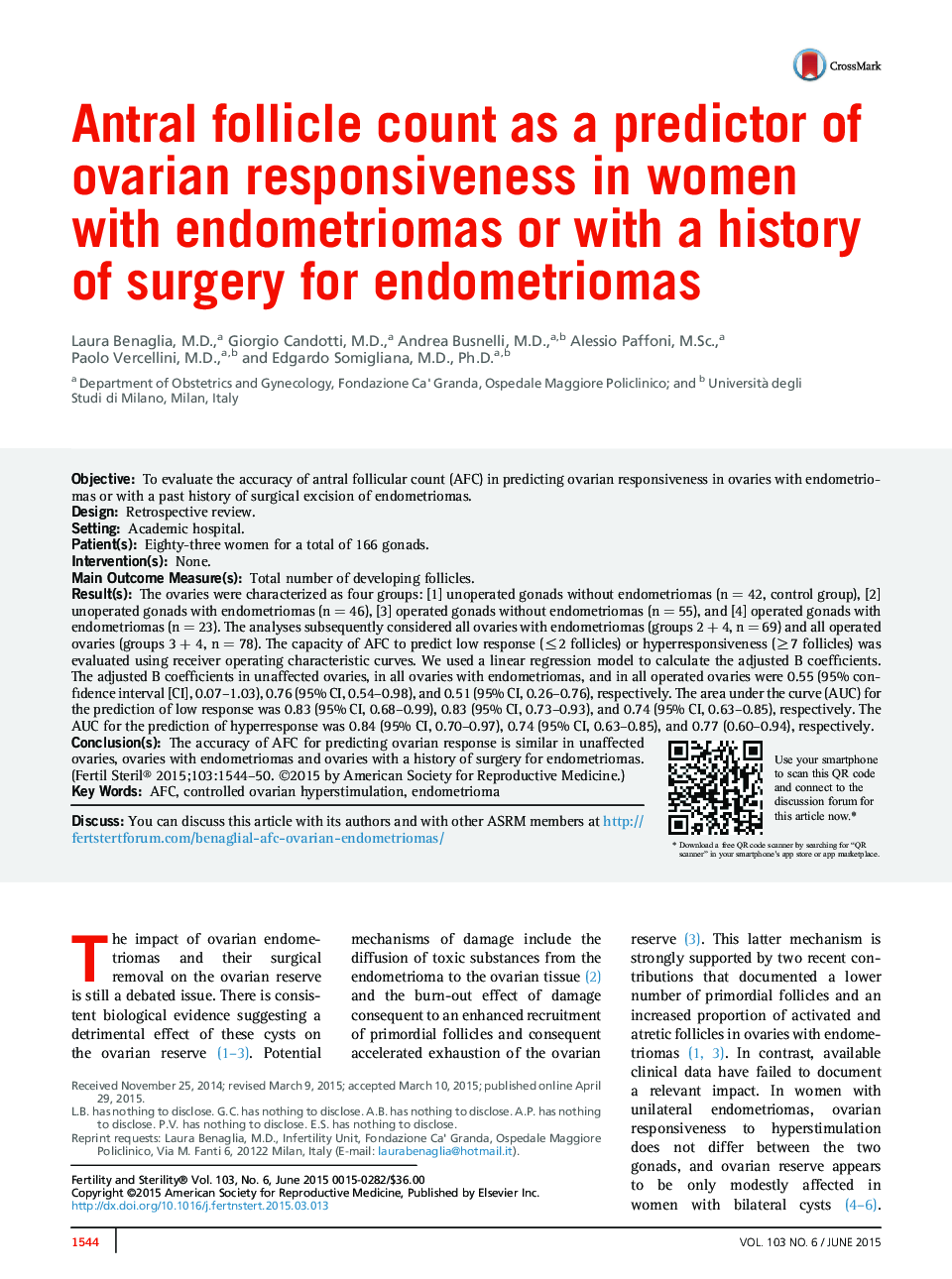 Antral follicle count as a predictor of ovarian responsiveness in women with endometriomas or with a history of surgery for endometriomas