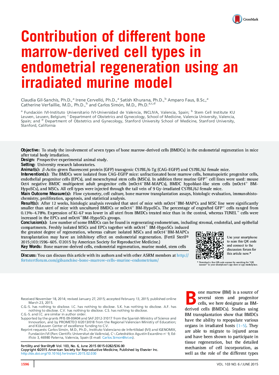 Contribution of different bone marrow-derived cell types in endometrial regeneration using an irradiated murine model