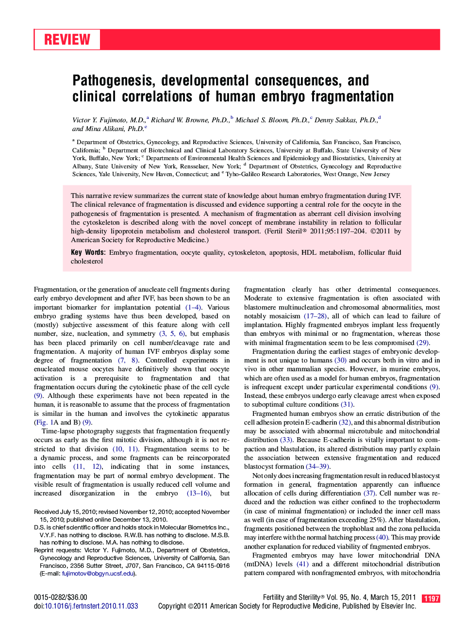 Pathogenesis, developmental consequences, and clinical correlations of human embryo fragmentation