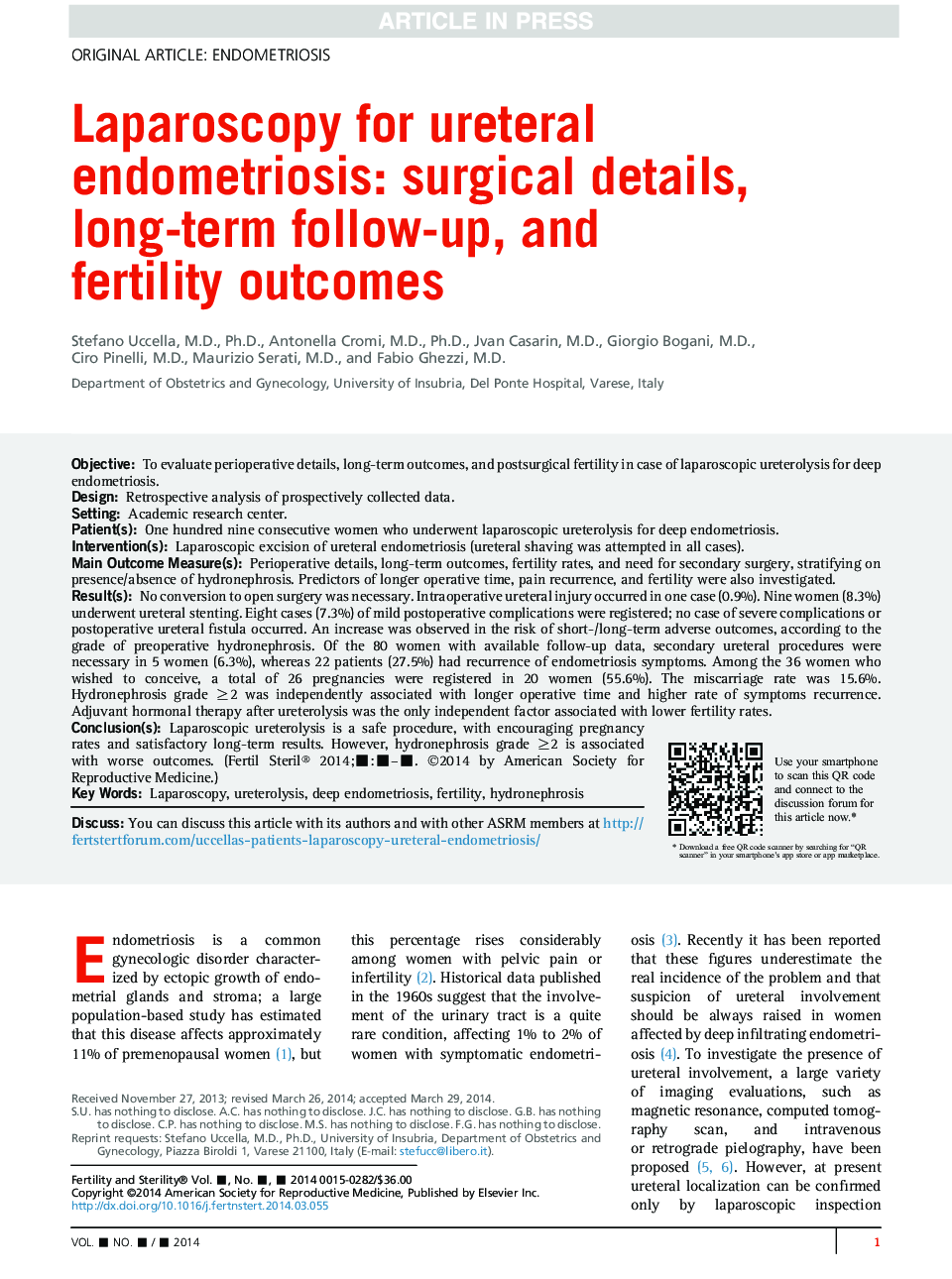 Laparoscopy for ureteral endometriosis: surgical details, long-term follow-up, and fertility outcomes