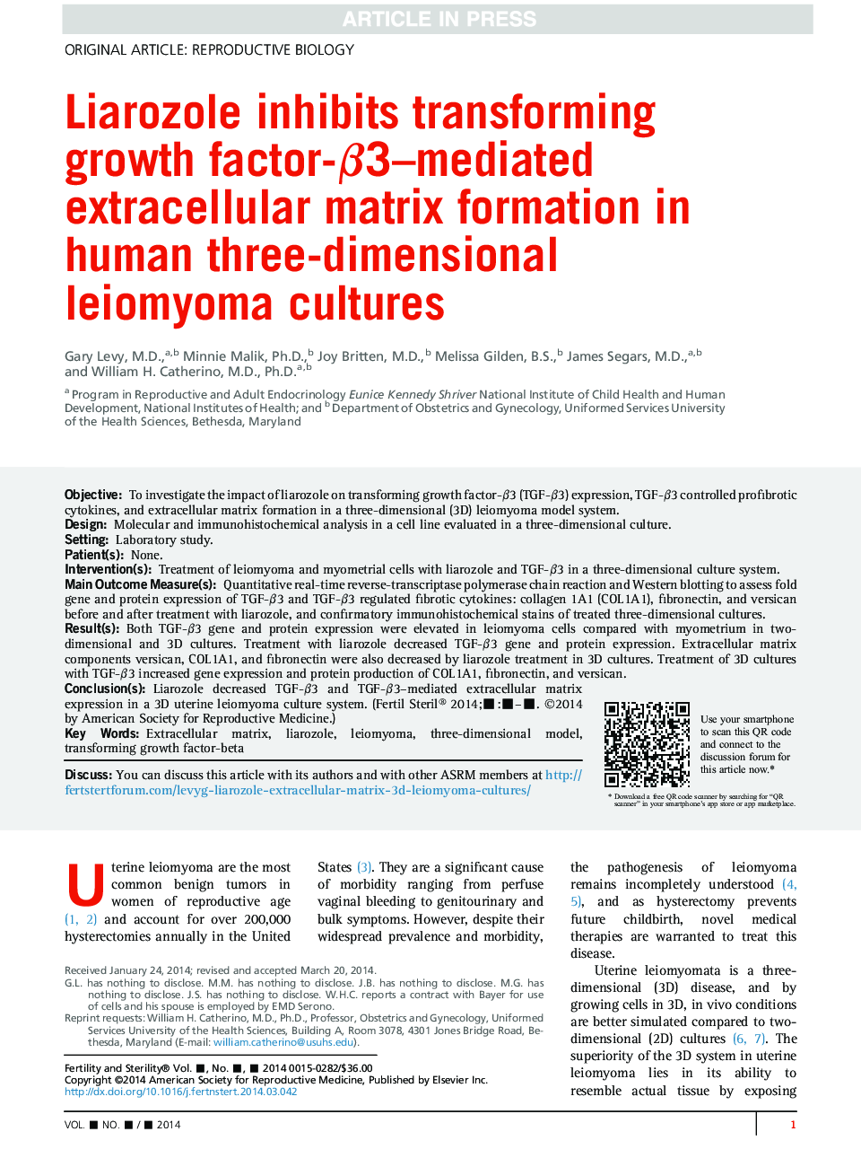 Liarozole inhibits transforming growth factor-Î²3-mediated extracellular matrix formation in human three-dimensional leiomyoma cultures