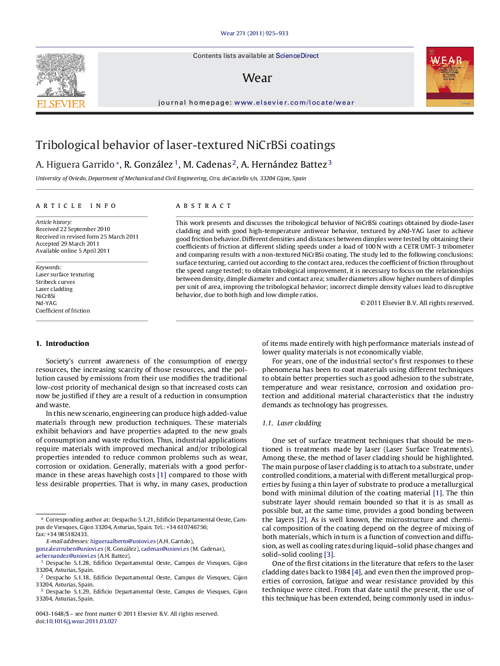 Tribological behavior of laser-textured NiCrBSi coatings