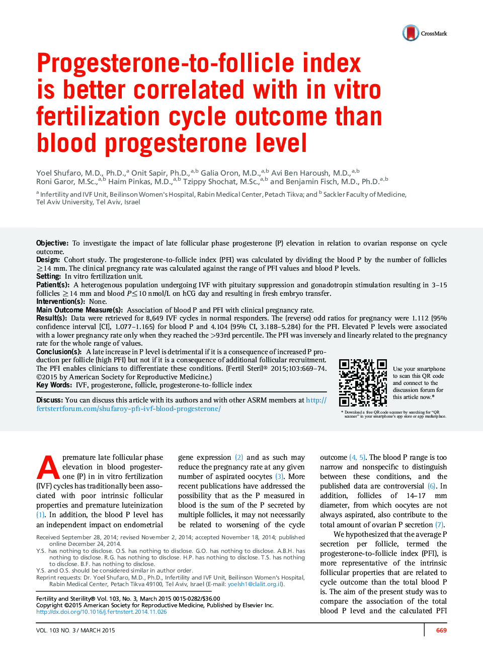 Progesterone-to-follicle index isÂ better correlated with inÂ vitro fertilization cycle outcome than blood progesterone level