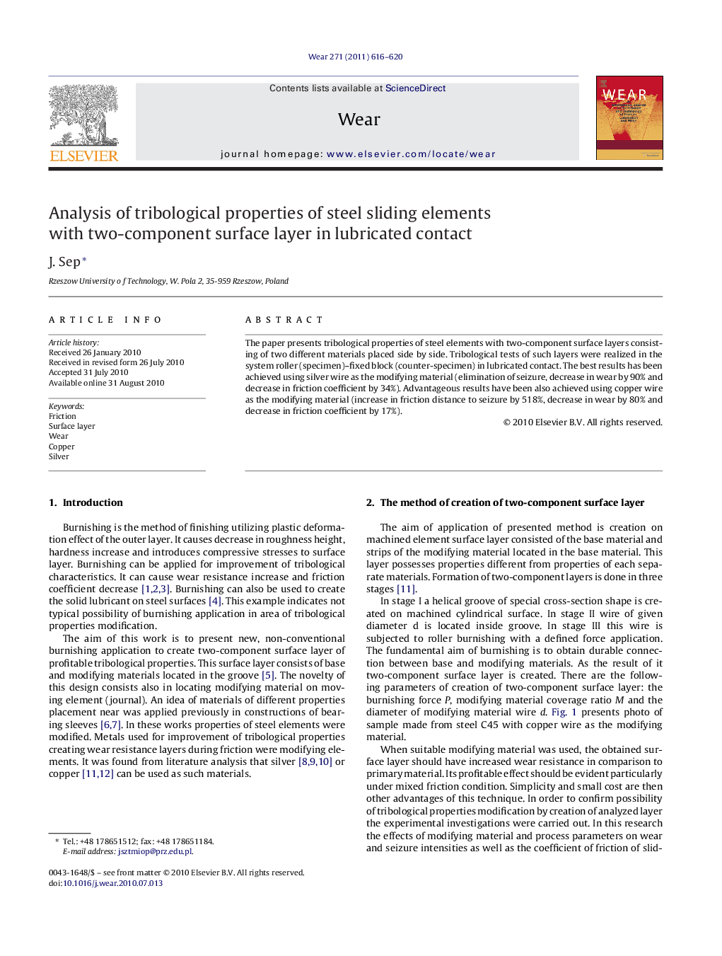 Analysis of tribological properties of steel sliding elements with two-component surface layer in lubricated contact