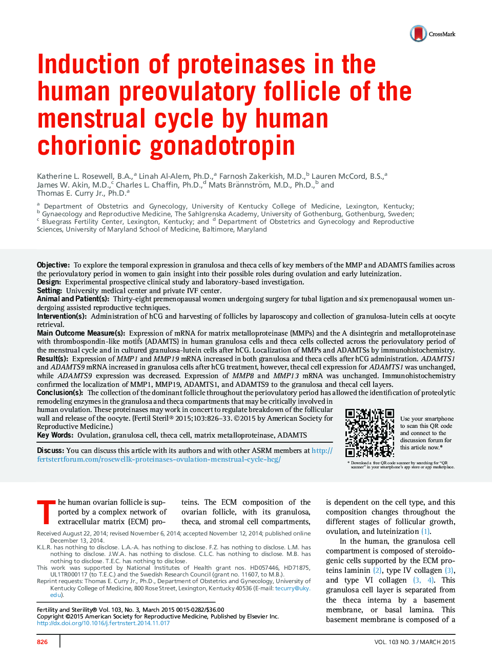 Induction of proteinases in the humanÂ preovulatory follicle of the menstrual cycle by human chorionic gonadotropin