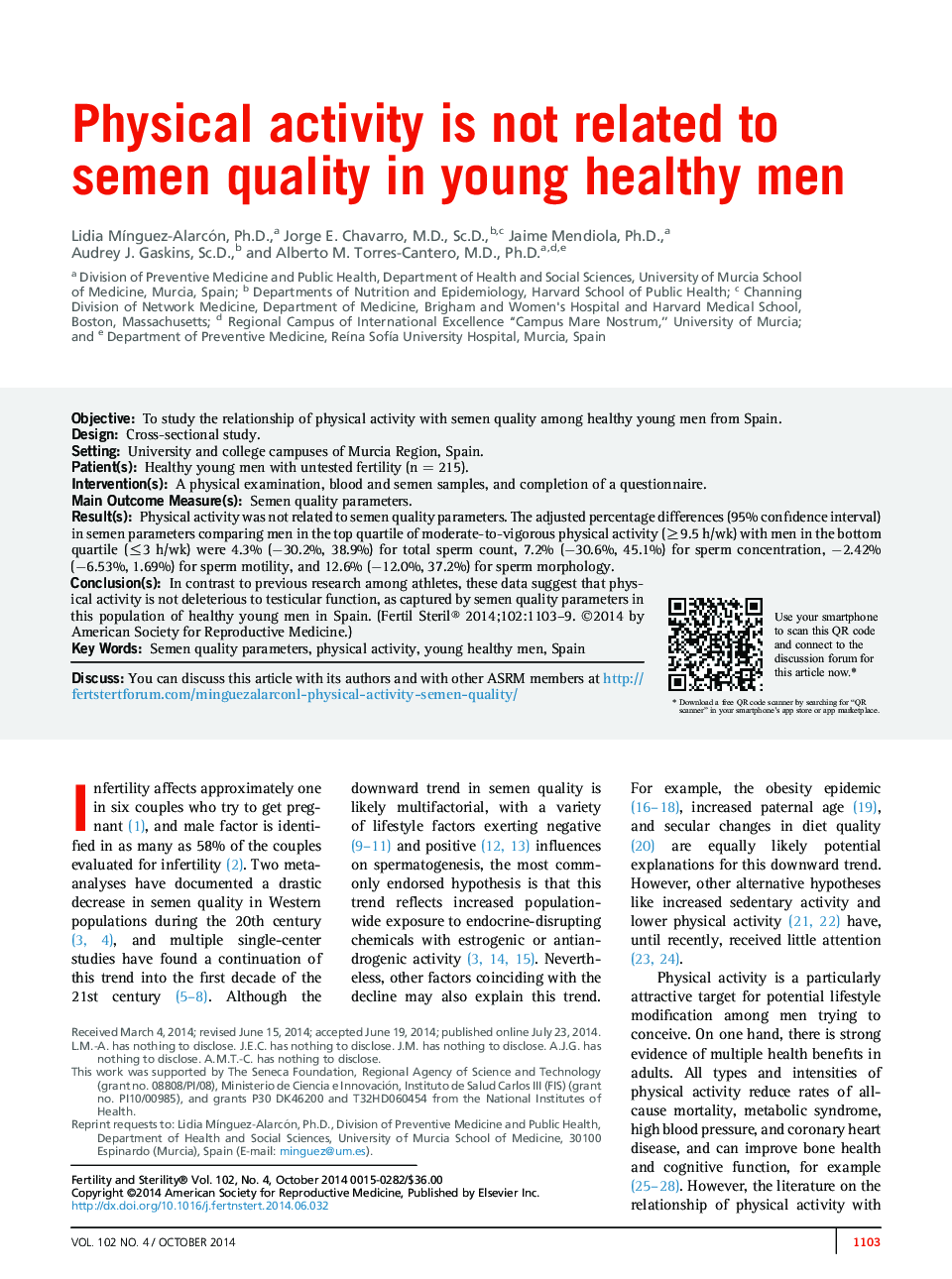 فعالیت بدنی با کیفیت منی در مردان سالم جوان رابطه ندارد 
