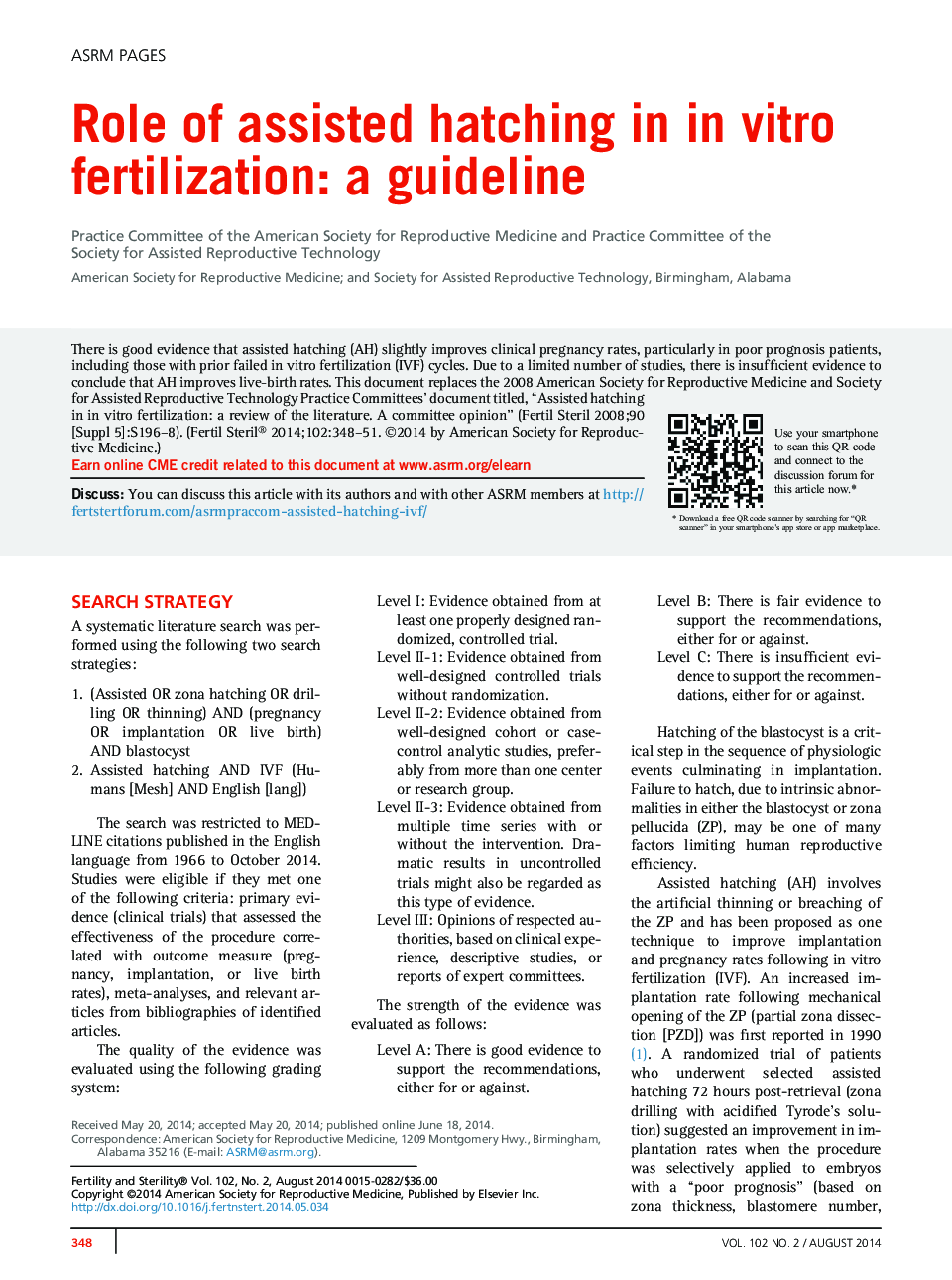 Role of assisted hatching in inÂ vitro fertilization: a guideline