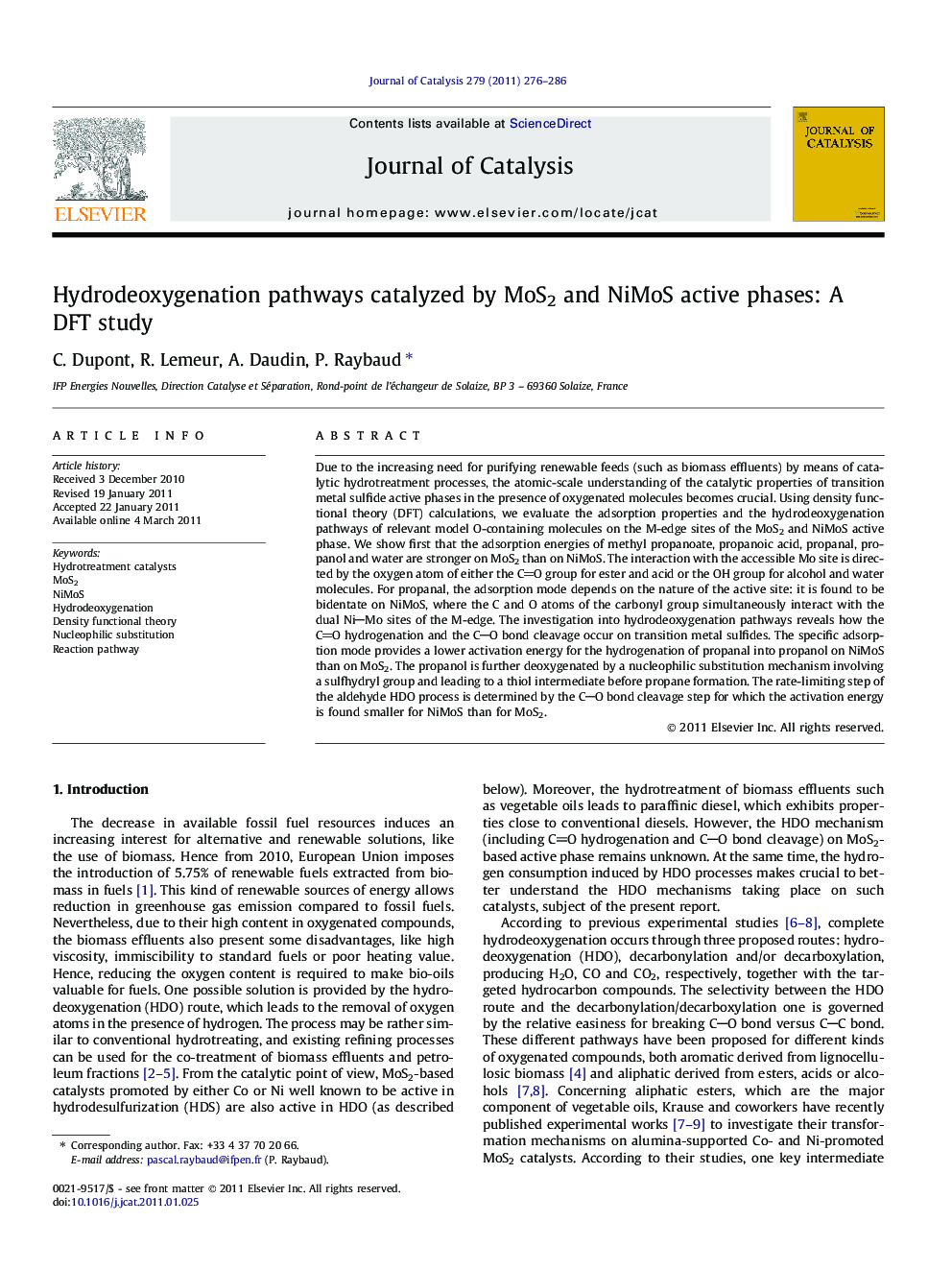 Hydrodeoxygenation pathways catalyzed by MoS2 and NiMoS active phases: A DFT study