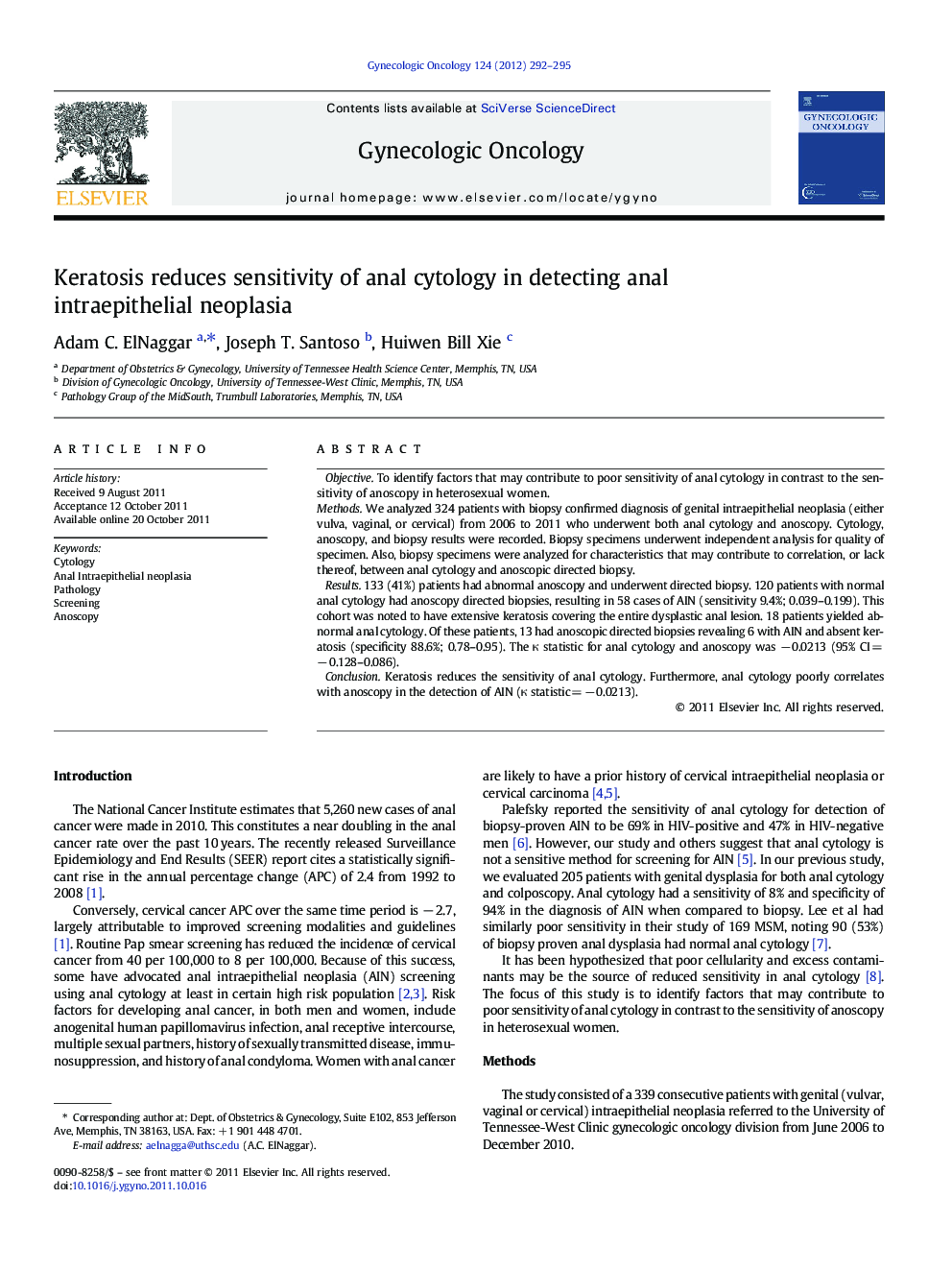 Keratosis reduces sensitivity of anal cytology in detecting anal intraepithelial neoplasia