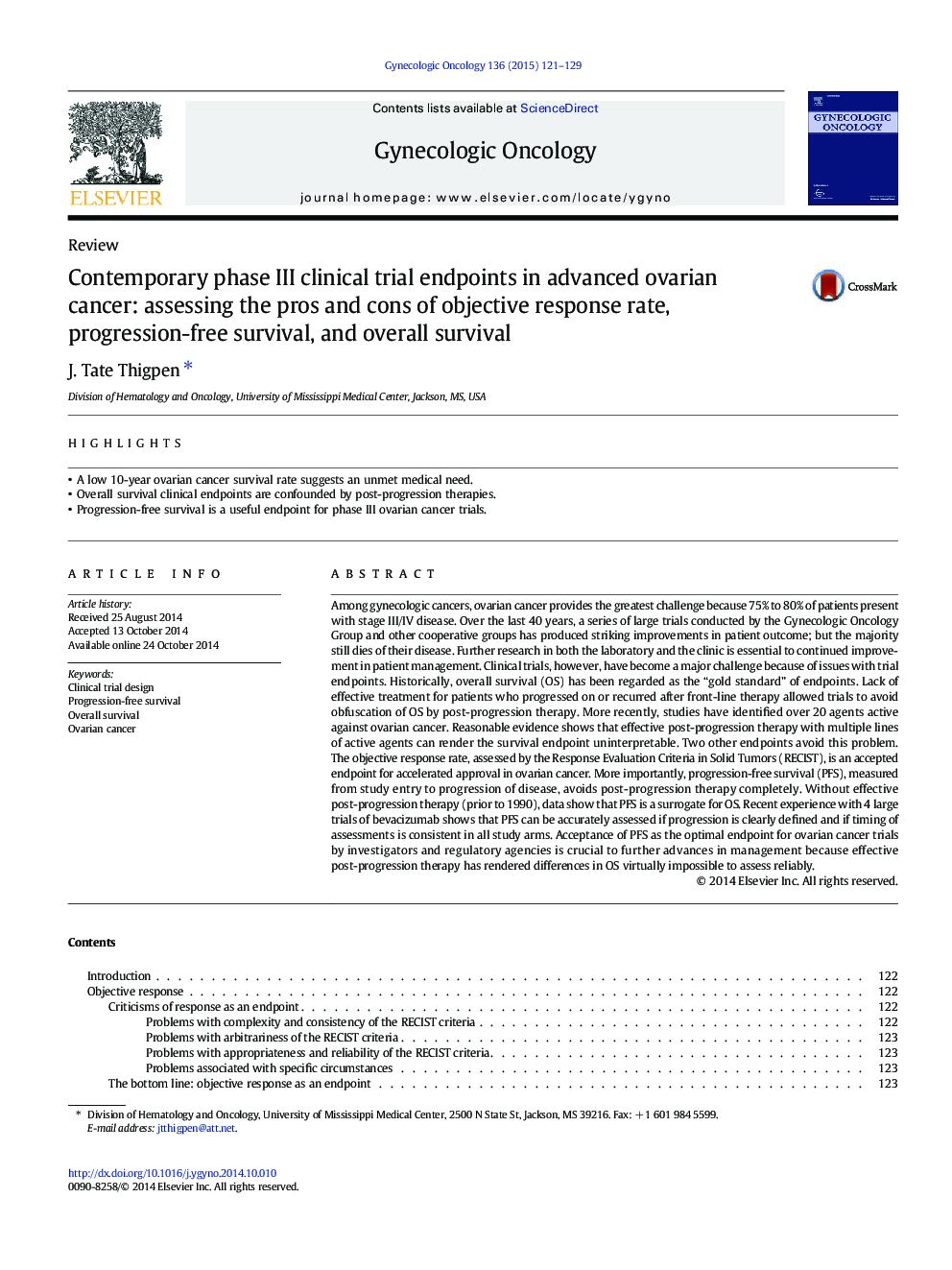 Contemporary phase III clinical trial endpoints in advanced ovarian cancer: assessing the pros and cons of objective response rate, progression-free survival, and overall survival