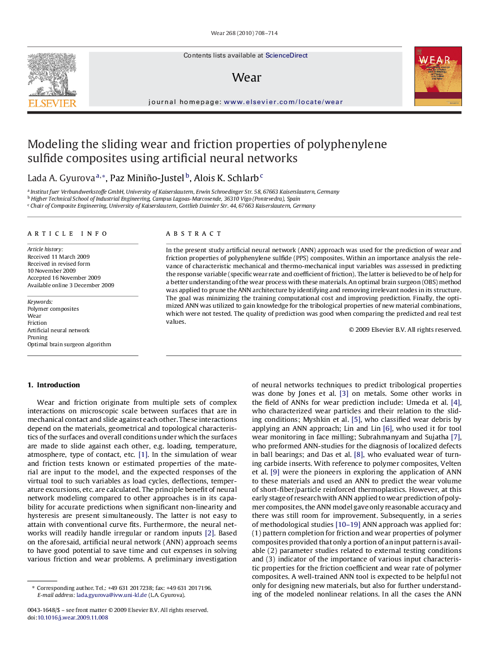 Modeling the sliding wear and friction properties of polyphenylene sulfide composites using artificial neural networks