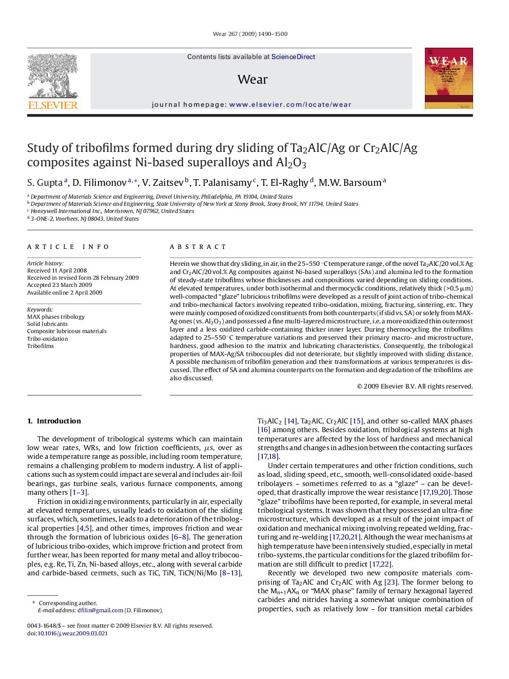 Study of tribofilms formed during dry sliding of Ta2AlC/Ag or Cr2AlC/Ag composites against Ni-based superalloys and Al2O3