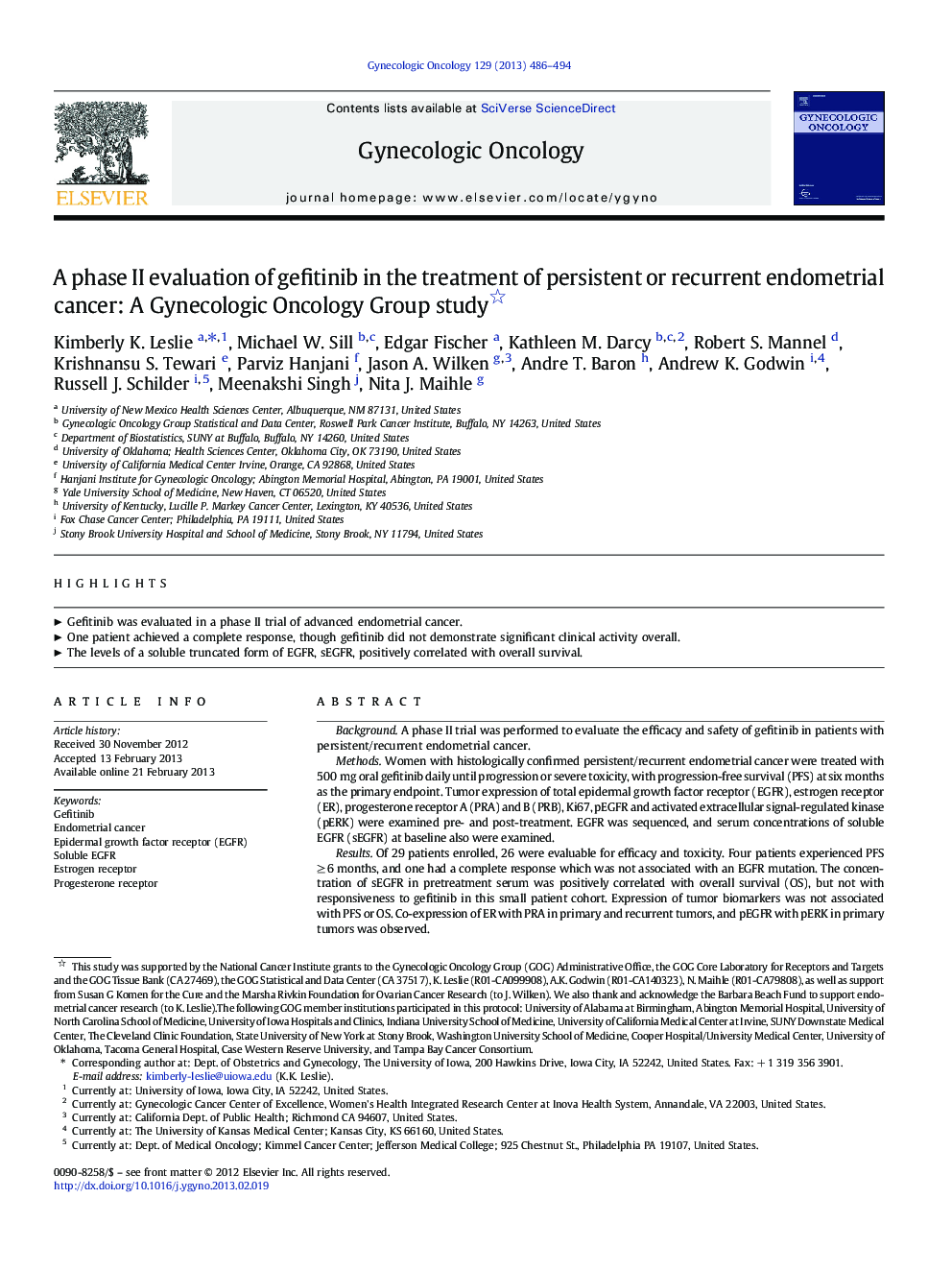 ارزیابی فاز دوم جفتیتینیب در درمان سرطان های اندومتری مداوم یا مکرر: یک مطالعه گروه انکولوژیک زنان 