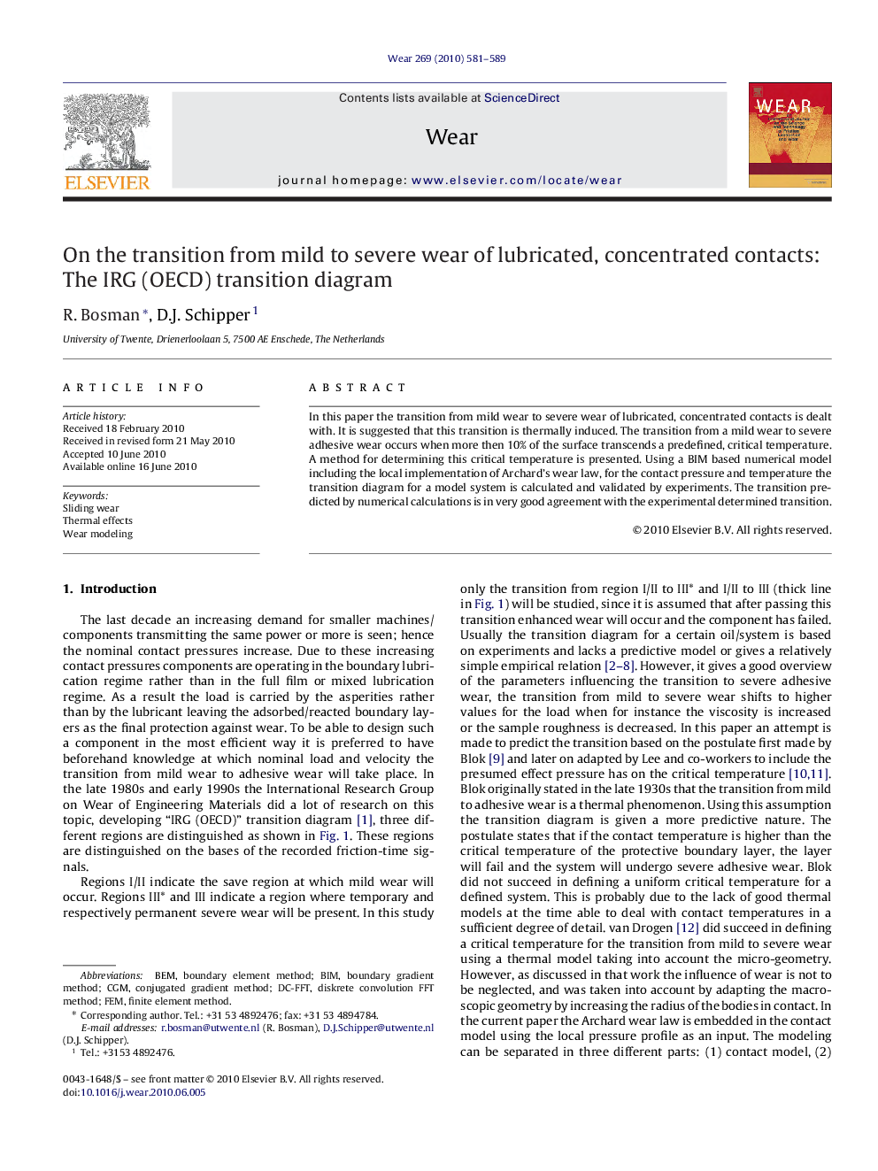 On the transition from mild to severe wear of lubricated, concentrated contacts: The IRG (OECD) transition diagram