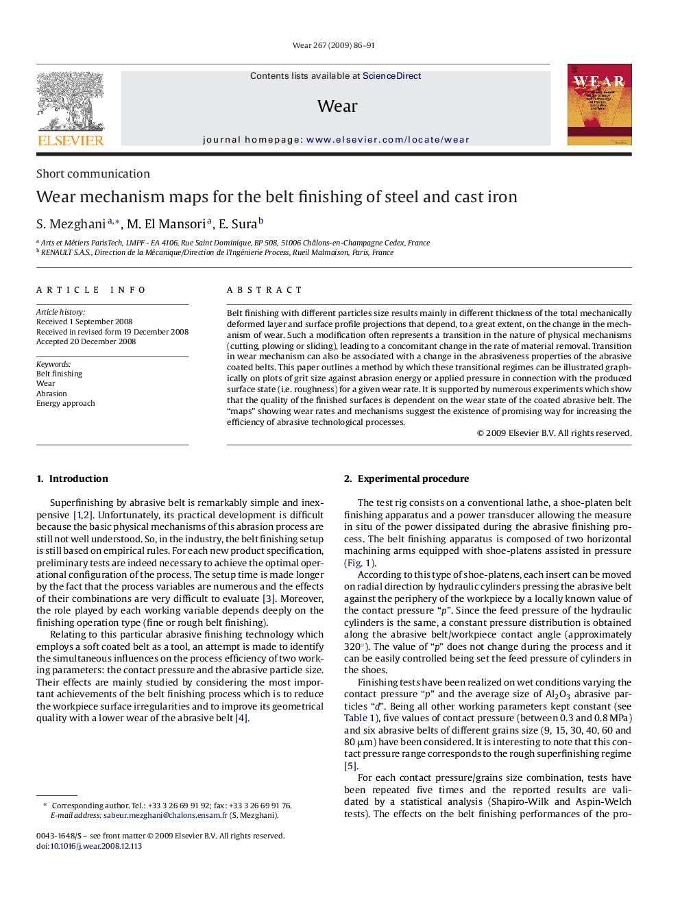 Wear mechanism maps for the belt finishing of steel and cast iron