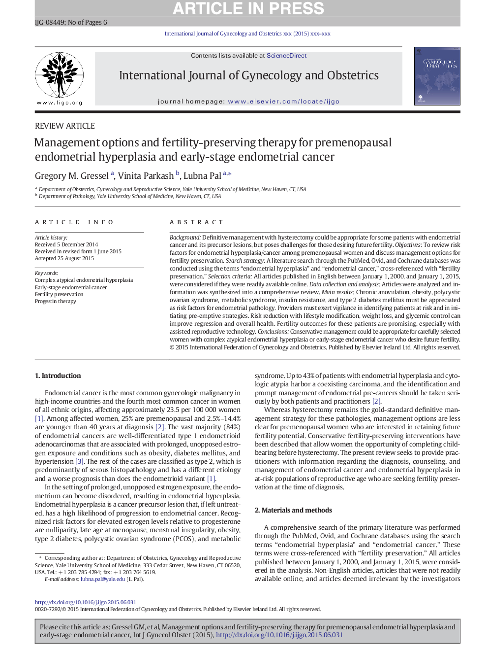 Management options and fertility-preserving therapy for premenopausal endometrial hyperplasia and early-stage endometrial cancer