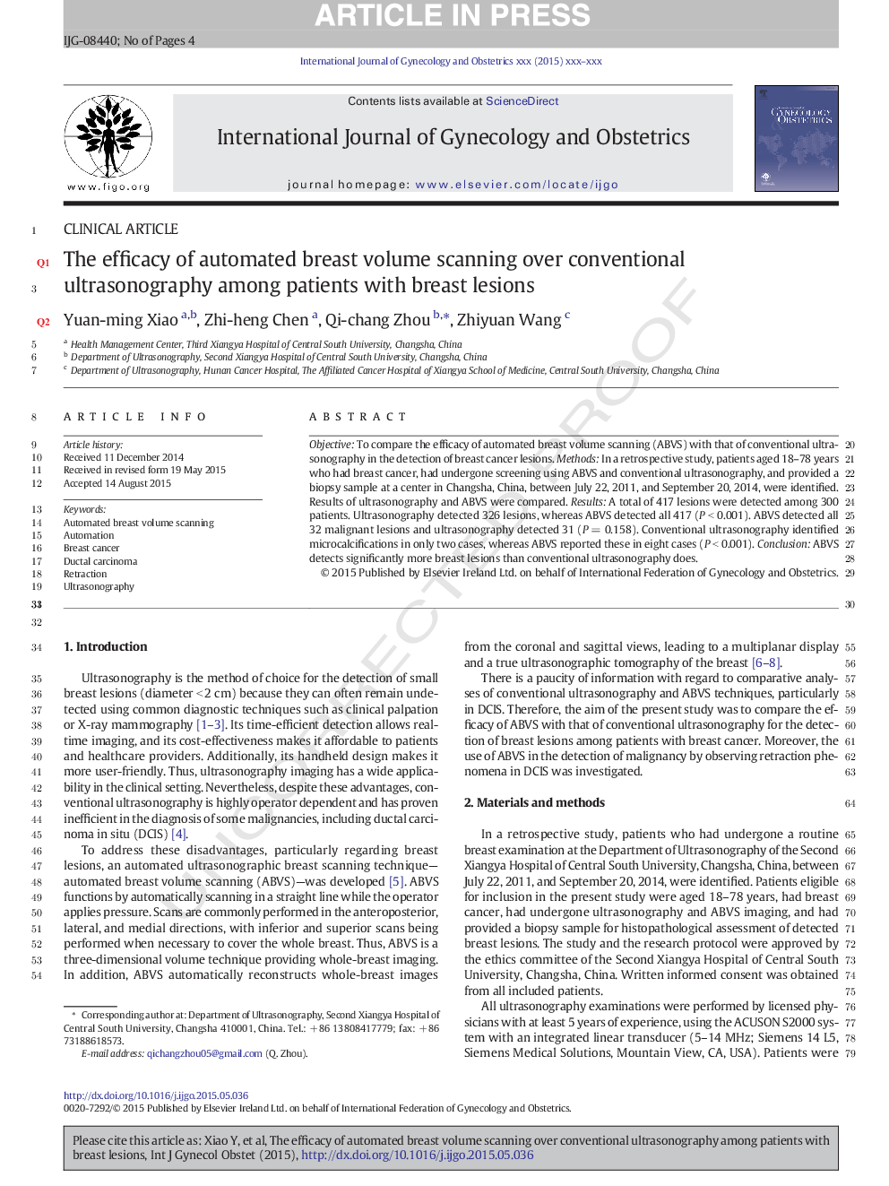 The efficacy of automated breast volume scanning over conventional ultrasonography among patients with breast lesions