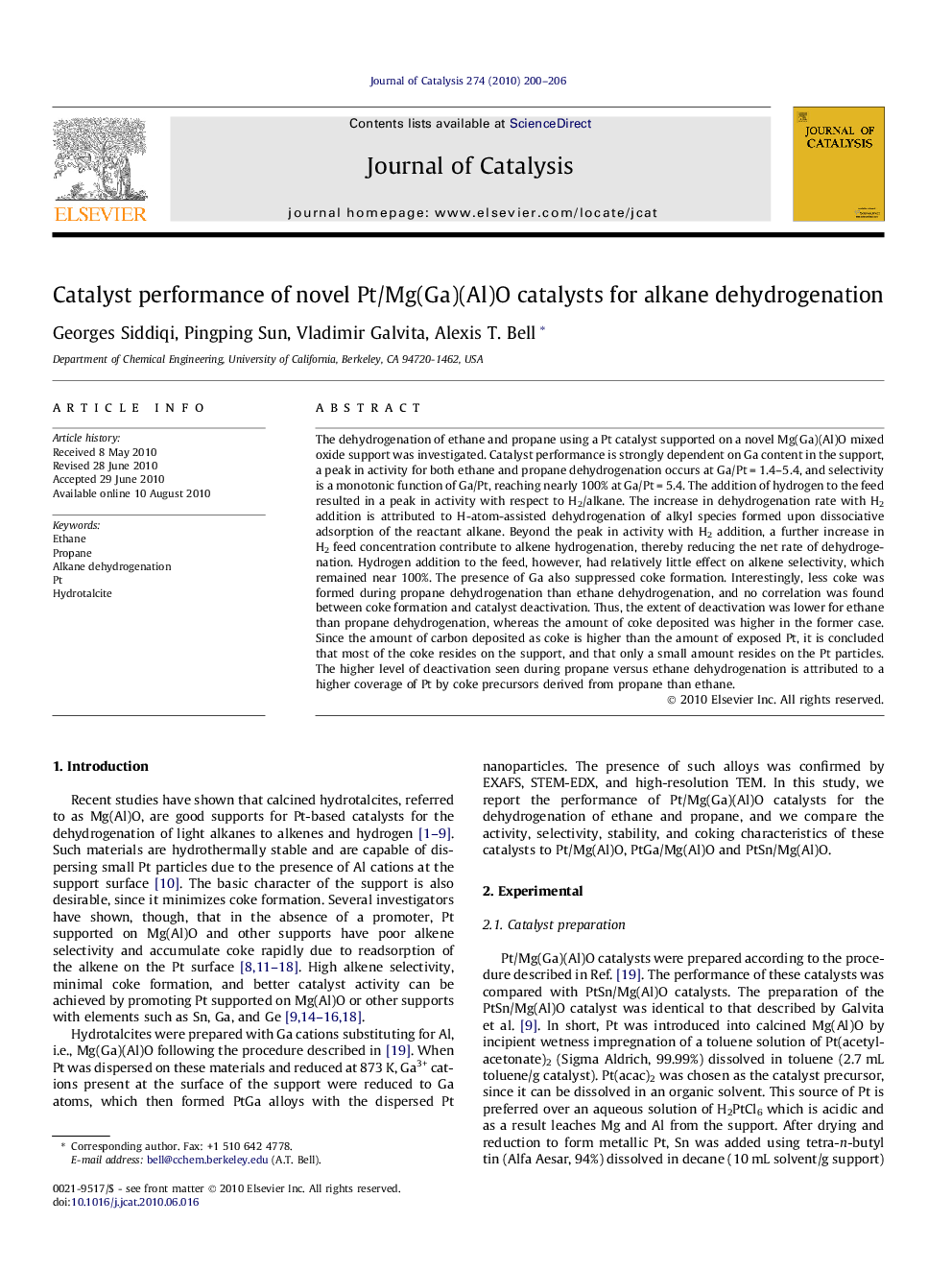 Catalyst performance of novel Pt/Mg(Ga)(Al)O catalysts for alkane dehydrogenation