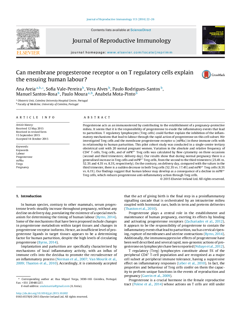 Can membrane progesterone receptor Î± on T regulatory cells explain the ensuing human labour?