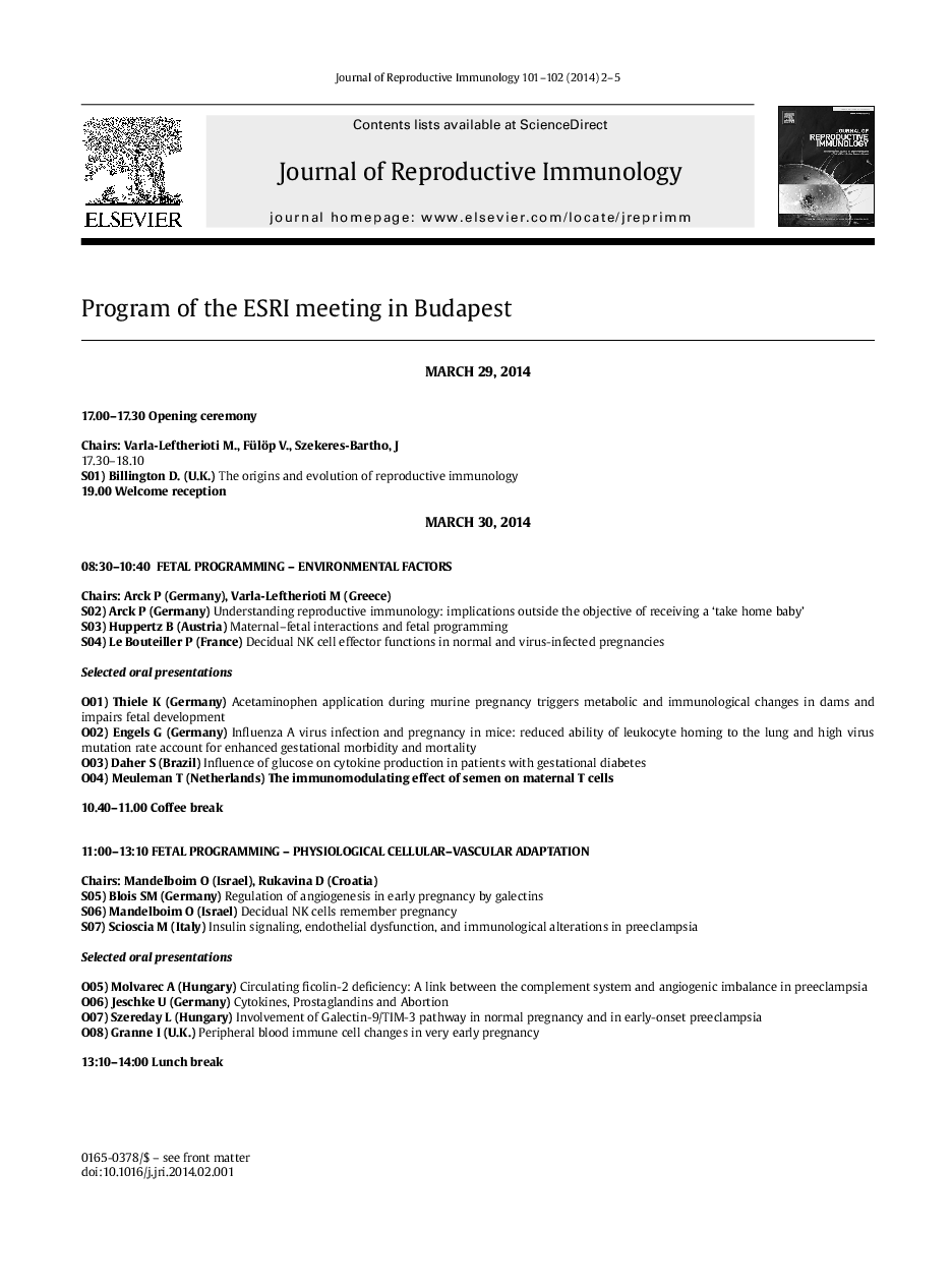 Program of the ESRI meeting in Budapest