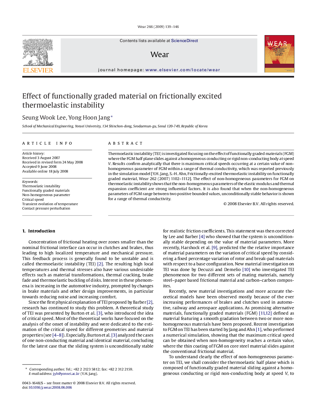 Effect of functionally graded material on frictionally excited thermoelastic instability